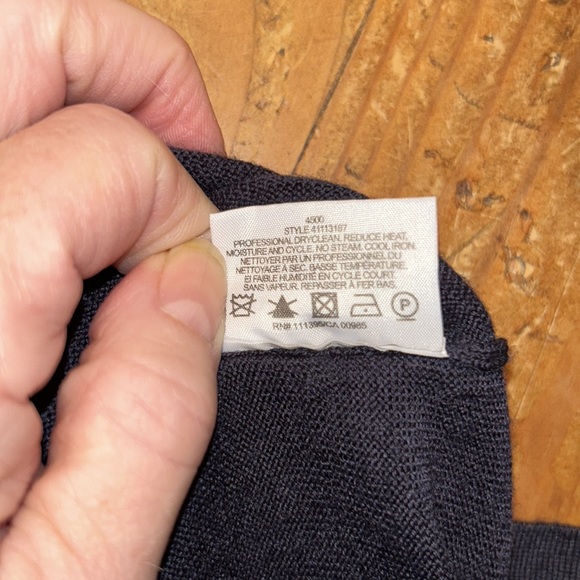 TORY BURCH sz S 100% navy wool FLAWS w/ gold bead adornments - damaged condition - Picture 7 of 8